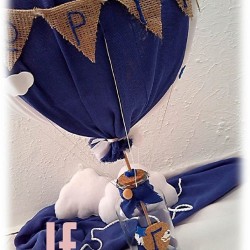 Διακοσμητικό βάπτισης Αερόστατο μπλε- λευκό 80cm