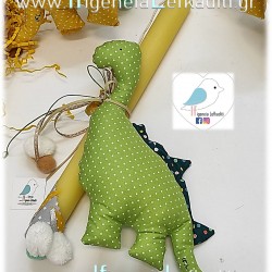 Λαμπάδα για αγόρια "Δεινόσαυρος πράσινος" με όνομα παιδιού