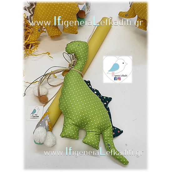 Λαμπάδα για αγόρια "Δεινόσαυρος πράσινος" με όνομα παιδιού
