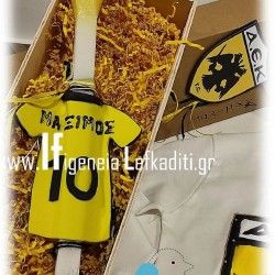 Πασχαλινό σετ με Λαμπάδα ΑΕΚ για αγόρια και όνομα παιδιού