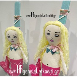 Πασχαλινή λαμπάδα για κορίτσι  "ΓΟΡΓΟΝΑ Mermaid" με χειροποίητη κούκλα