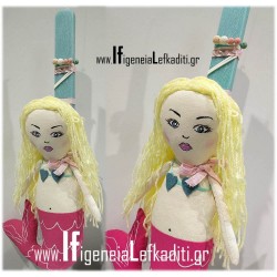 Πασχαλινή λαμπάδα για κορίτσι  "ΓΟΡΓΟΝΑ Mermaid" με χειροποίητη κούκλα