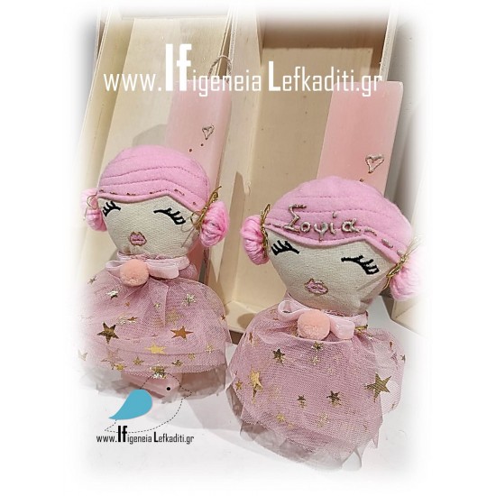 Λαμπάδα για κορίτσι με χειροποίητη κούκλα «Πριγκίπισσα» ροζ