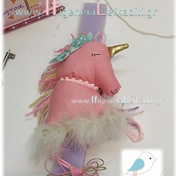 Χειροποίητη πασχαλινή λαμπάδα για κορίτσι "Μονόκερος Unicorn" ροζ