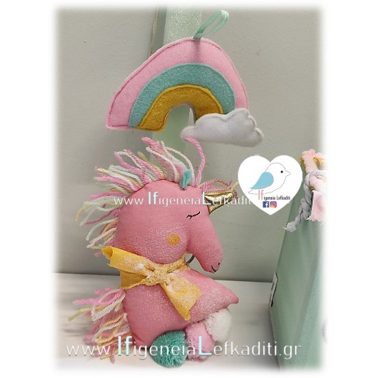 Λαμπάδα για κορίτσια Μονόκερος unicorn -Ουράνιο τόξο- ροζ