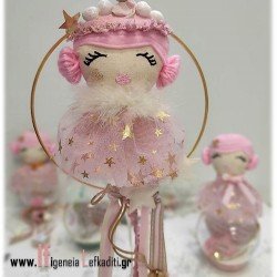 Χειροποίητη κούκλα στεφάνι «Πριγκίπισσα» ροζ