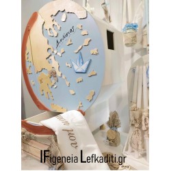 Βαπτιστικό Σετ “Το Πρώτο Ταξίδι” με Θέμα Υδρόγειο - Θάλασσα - Πυξίδα - Χάρτη - Καράβι