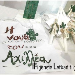 Ποδιά Νονού ή Νονάς "Κάκτος Mexico" Χειροποίητα Ζωγραφισμένη