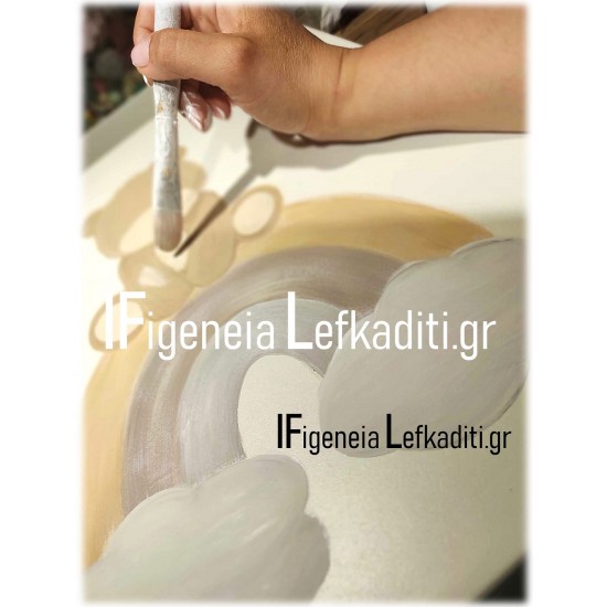 Σετ Βάπτισης για αγόρι «Αρκουδάκι / Ουράνιο Τόξο» και όνομα παιδιού ζωγραφισμένο στο χέρι