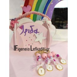 Μαρτυρικά Βάπτισης Κορίτσι – “Unicorn & Ουράνιο Τόξο” μπρελόκ