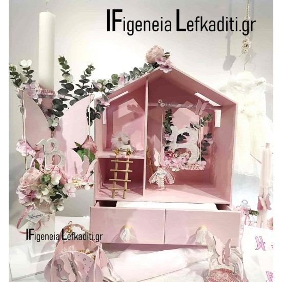 Βαπτιστικό Σετ “Πεταλούδα Floral” με Κουκλόσπιτο & Μονόγραμμα Βαπτιστικό Σετ “Πεταλούδα Floral” με Κουκλόσπιτο & Μονόγραμμα