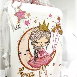 Πλήρης Βαπτιστικό Σετ για κορίτσι «Little PRINCESS in the Moon» με βαλίτσα ζωγραφισμένη