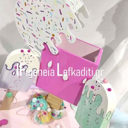 Χειροποίητο βαπτιστικό πακέτο για κορίτσι - Παγωτό & παραλία