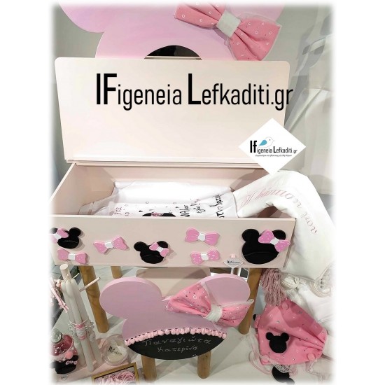 Σετ Βάπτισης για κορίτσι «Minnie Mouse – Φιογκάκια» pink black Σετ Βάπτισης για κορίτσι «Minnie Mouse – Φιογκάκια» pink black
