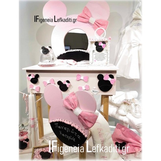 Σετ Βάπτισης για κορίτσι «Minnie Mouse – Φιογκάκια» pink black Σετ Βάπτισης για κορίτσι «Minnie Mouse – Φιογκάκια» pink black