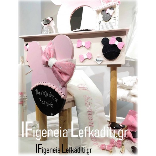 Σετ Βάπτισης για κορίτσι «Minnie Mouse – Φιογκάκια» pink black Σετ Βάπτισης για κορίτσι «Minnie Mouse – Φιογκάκια» pink black