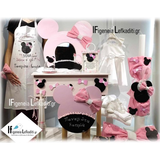 Σετ Βάπτισης για κορίτσι «Minnie Mouse – Φιογκάκια» pink black Σετ Βάπτισης για κορίτσι «Minnie Mouse – Φιογκάκια» pink black