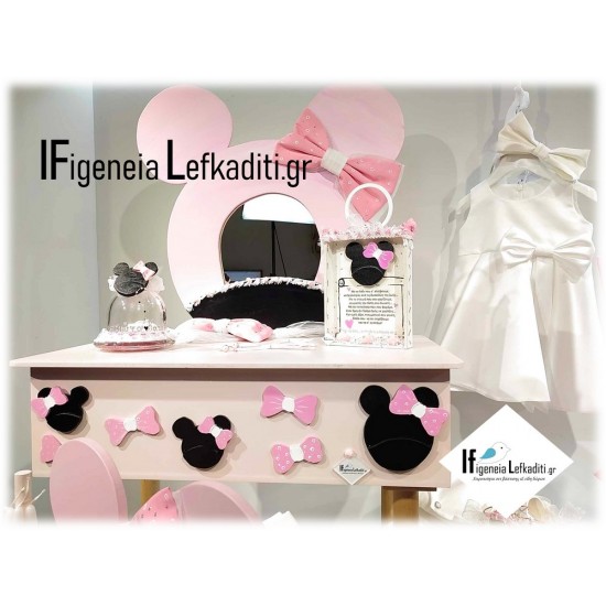 Σετ Βάπτισης για κορίτσι «Minnie Mouse – Φιογκάκια» pink black Σετ Βάπτισης για κορίτσι «Minnie Mouse – Φιογκάκια» pink black