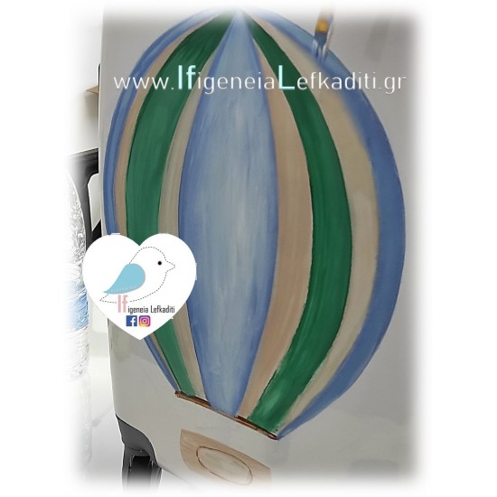 Σετ βάπτισης Αερόστατο - Ταξίδια με βαλίτσα ζωγραφισμένη στο χέρι