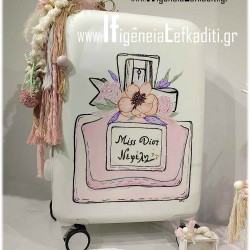 Βαλίτσα ταξιδιού "Miss Dior Perfume flowers" με όνομα  ζωγραφισμένη στο χέρι