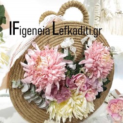 Ρομαντικό Boho Floral Σετ βάπτισης με ξύλινο κουτί στρογγυλή τσάντα