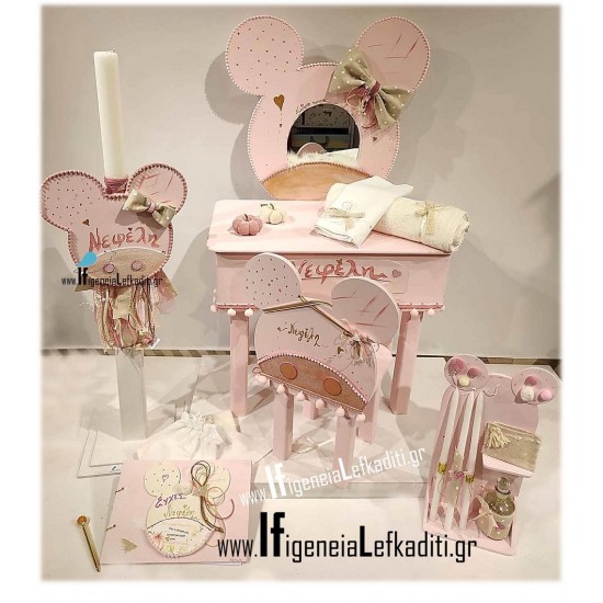 Σετ Βάπτισης με μπουντουάρ γραφείο “Minnie mouse”