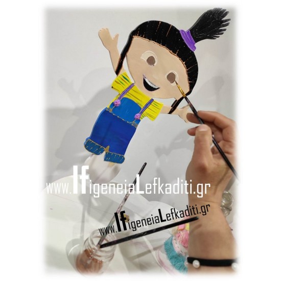 Σετ Βάπτισης με γραφείο ζωγραφισμένο σε θέμα την «Minions Agnes» ή θέμα δικής σας επιλογής