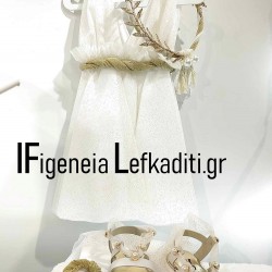 Χειροποίητο Αρχαιοελληνικό Βαπτιστικό φόρεμα «Αρχαία Ελλάδα / Boho Gold Olive»