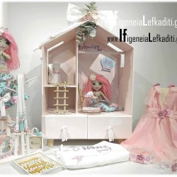 Σετ βάπτισης "Κουκλόσπιτο  Mermaid floral" με χειροποίητες κούκλες Γοργόνες και ανάλογο Φόρεμα