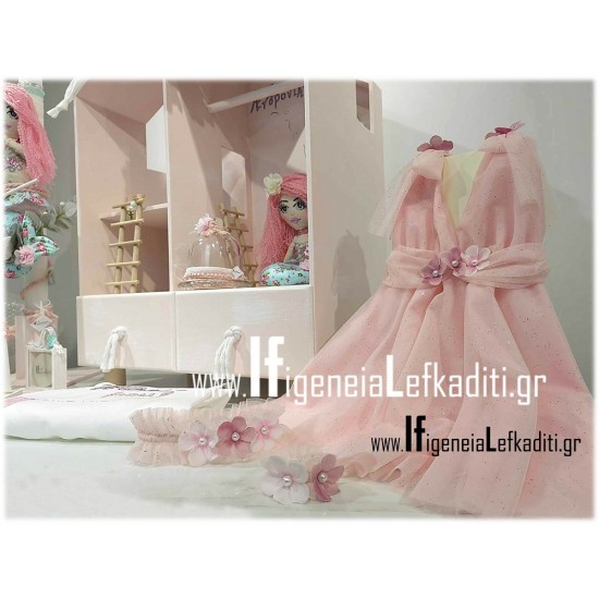 Σετ βάπτισης "Κουκλόσπιτο Mermaid floral" με κούκλα γοργόνα