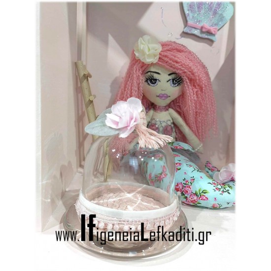 Σετ βάπτισης "Κουκλόσπιτο Mermaid floral" με κούκλα γοργόνα