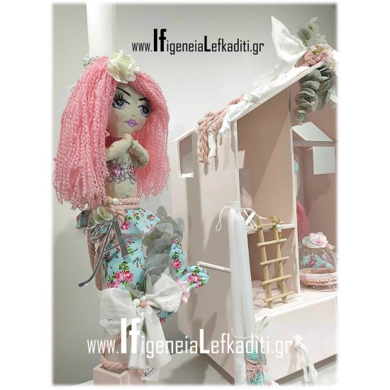 Σετ βάπτισης "Κουκλόσπιτο Mermaid floral" με κούκλα γοργόνα