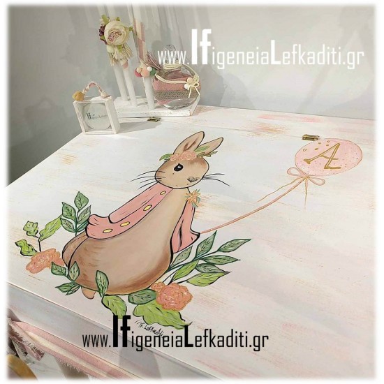 Σετ Βάπτισης “Λαγουδάκι Κουνελάκι Rabbit girl” με γραφείο / θρανίο