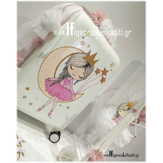 Σετ Βάπτισης με βαλίτσα για κοριτσάκι «Μικρή Πριγκίπισσα - Φεγγαράκι»