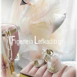 Χειροποίητο Σετ Βάπτισης «Βελούδινοι Κύκνοι» με μπαούλο