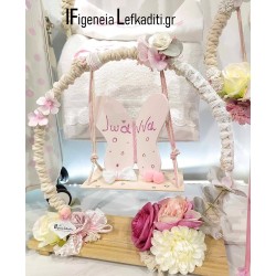 Διακοσμητικό στεφάνι τραπεζιού βάπτισης «Flower butterfly / Πεταλούδα»