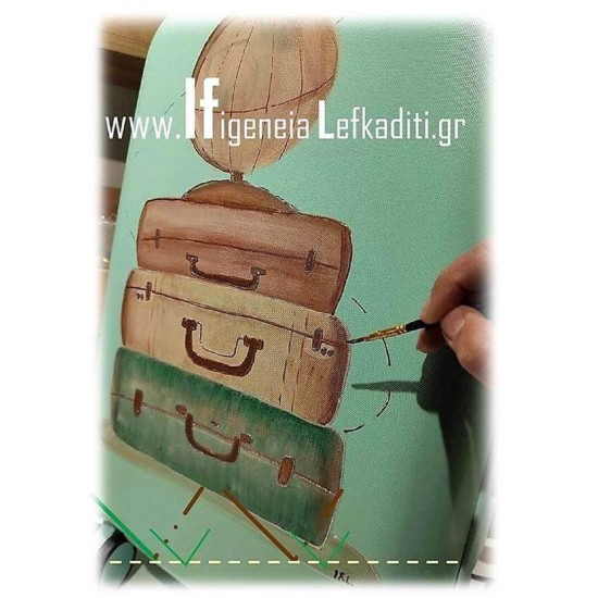 Σετ βάπτισης για αγόρι με βαλίτσα ζωγραφισμένη σε θέμα τα ταξίδια «World Travel”
