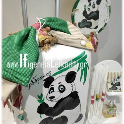 Σετ Βάπτισης για αγόρι «Αρκουδάκι Panda» με βαλίτσα ζωγραφισμένη