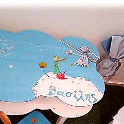 Σετ βάπτισης για αγόρι "Μικρός Πρίγκιπας" με ξύλινο γραφείο σύννεφο
